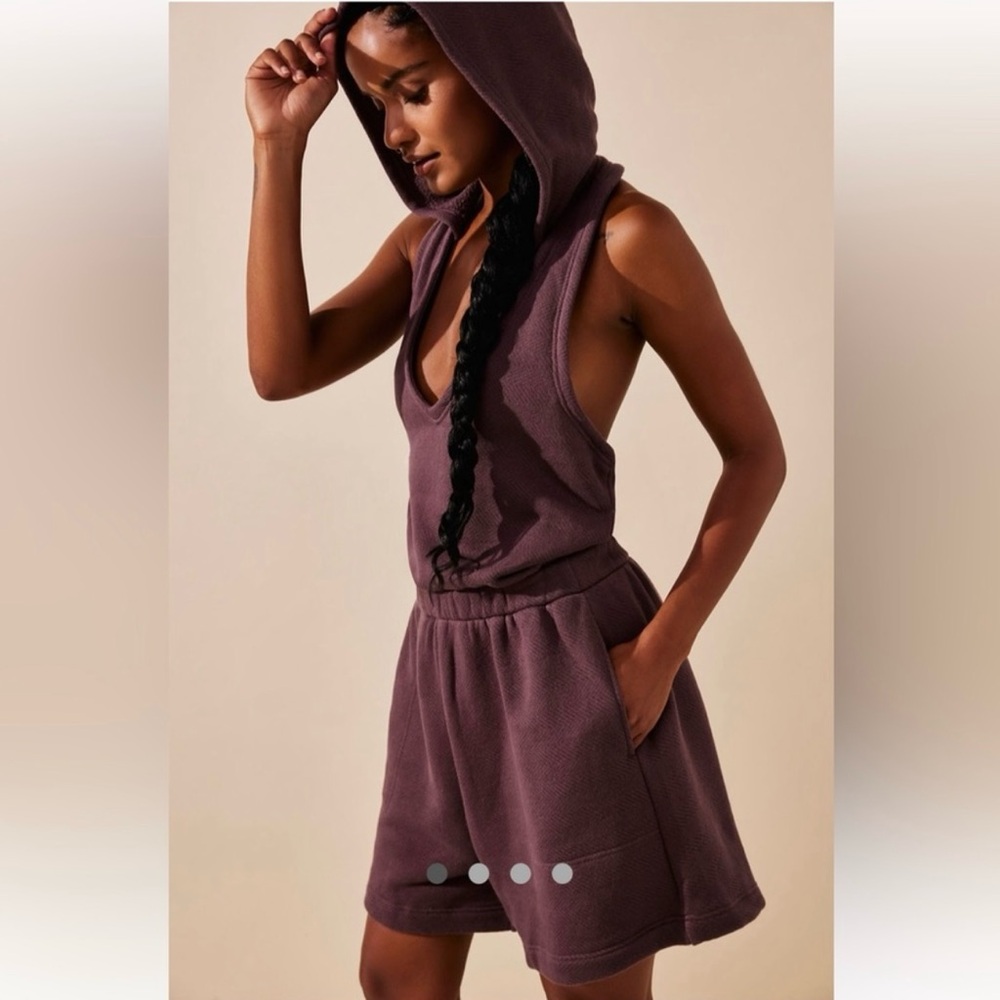 Purple Hooded Sleeveless Romper